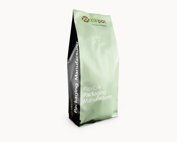 Customized mint green 340g/500g/1kg gusset coffee with valve & zipper