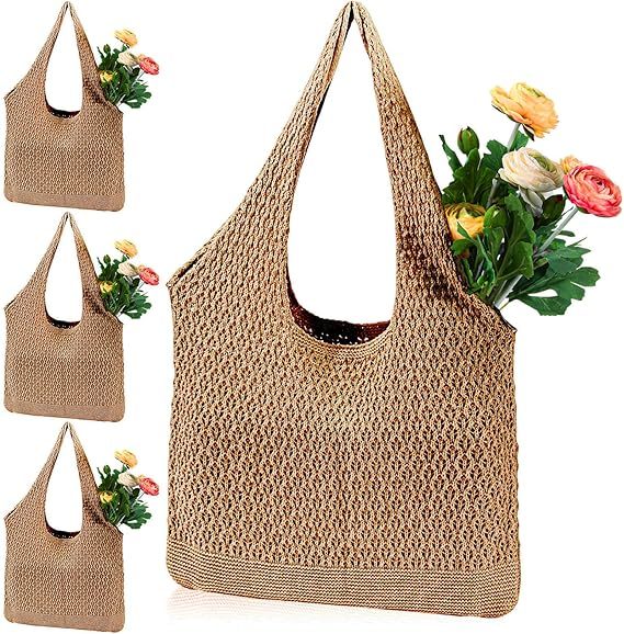 Luxury Large Summer Beach Personalized Custom PU Leather Trim Crochet Raffia Straw Tote Bag Handbag Manufacturers For Women