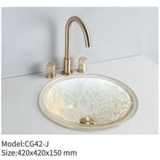 Crystal Die Cast Glass Bathroom Basin Round Hotel Domestic Countertop Wash Basin