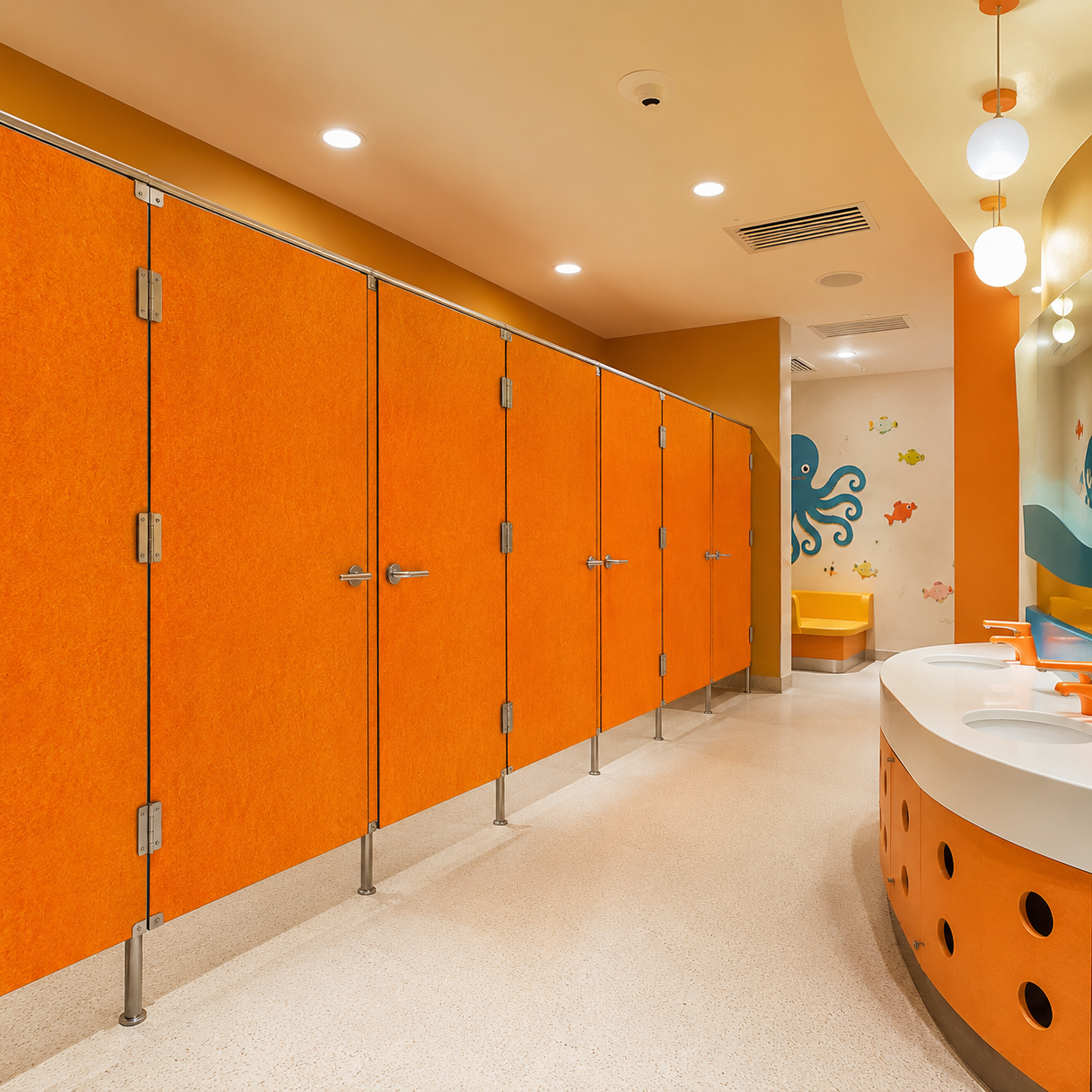Waterproof Impact Resistant Compact HPL Phenolic Resin Public Toilet Partition, Custom Color Commercial Restroom Stall Partition for School Hospital Mall