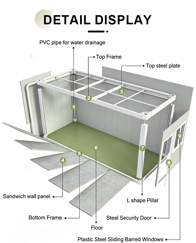 Small 10ft Expandable Prefab Modular Flat Pack Folding Design Durable Steel Frame Container House for Office Use Mobile House