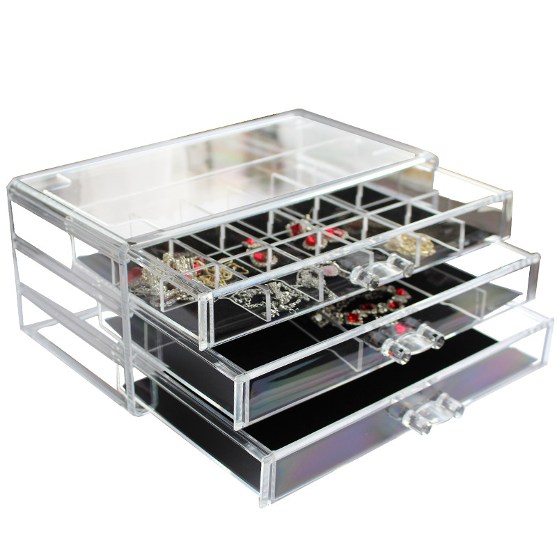 High Quality Multifunction Plastic Jewelry Storage Box Cosmetic Organizer with Drawers for Storage and Display