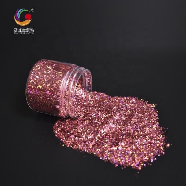 Pink Laser PET Hexagonal Bulk Holographic Glitter Nail Cosmetic Biodegradable Powder
