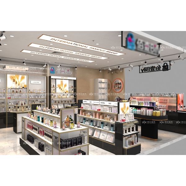 Brand Beauty Kiosk Booth Gondola Shelving Units Makeup Store Display Furniture