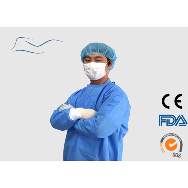 Waterproof Disposable Surgery Gowns Nonwoven Material 120 * 140CM 40G