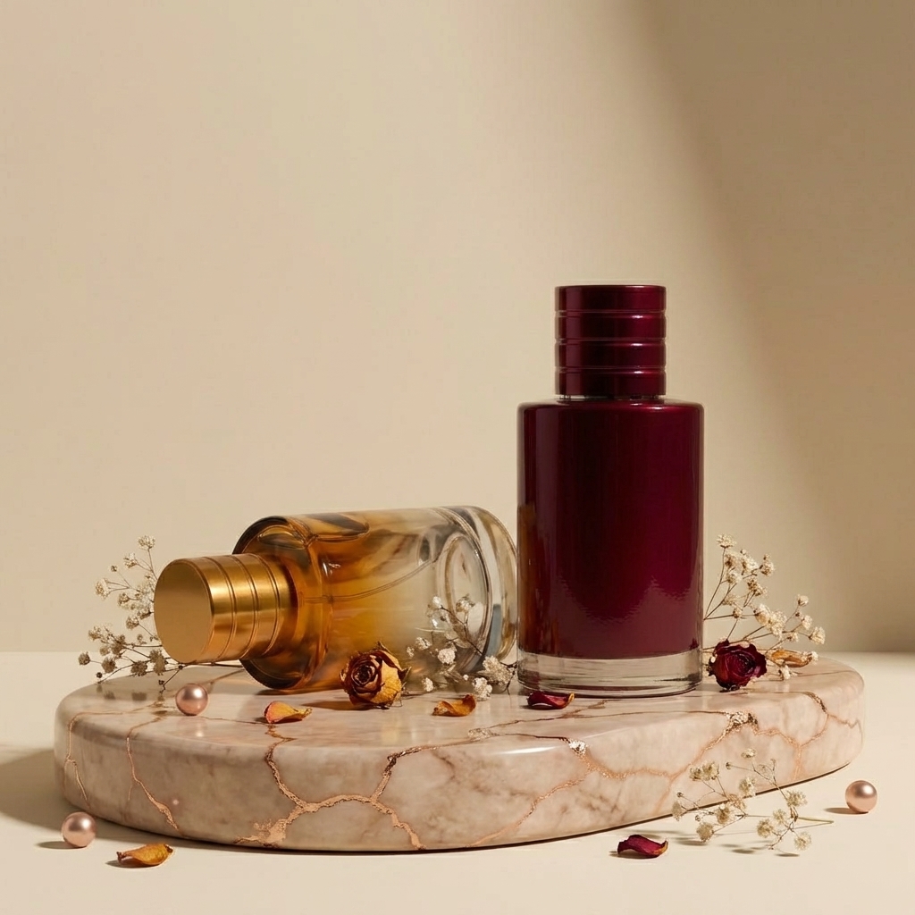 Empty Glass Perfume Bottles 50ml Cylinder Spray Magnetic Cap Crimp Neck