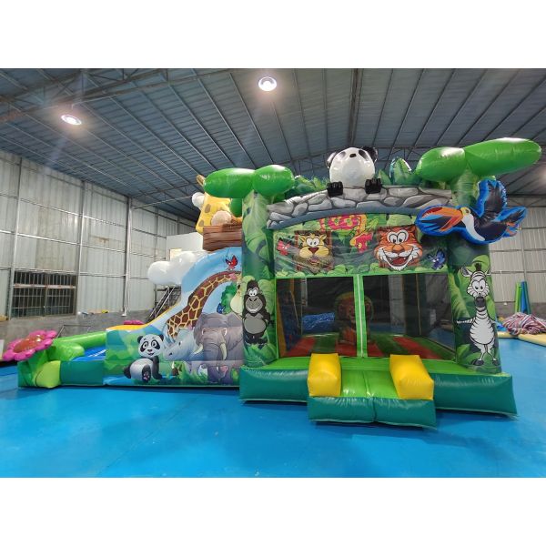 На улице подскакивающий дом с горками джунгли животные надувный подскакивающий замок с горками комбинированные двойные горки для аренды