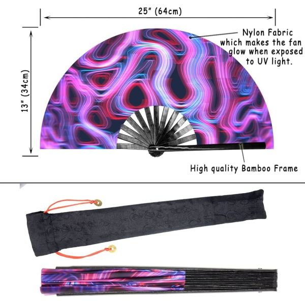 Abanico Neon Grande De Mano Promotional Foldable Wooden Customise Printed Fabric Spanish Folding Wood Hand Fan