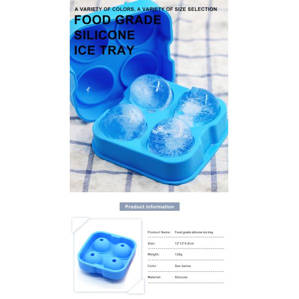 Устойчивая прессформа льда силикона качества еды с емкостью шарика 4x4.5cm