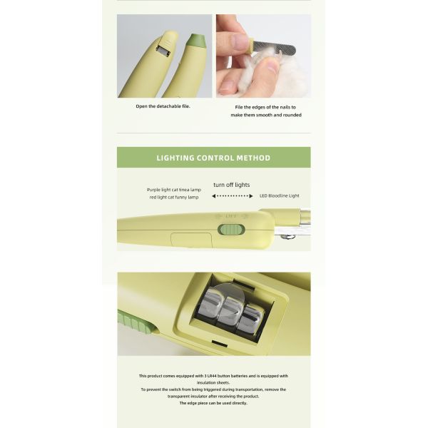 Clippers para uñas de mascotas de luz LED Professional Trimmer eléctrico para uñas de perro