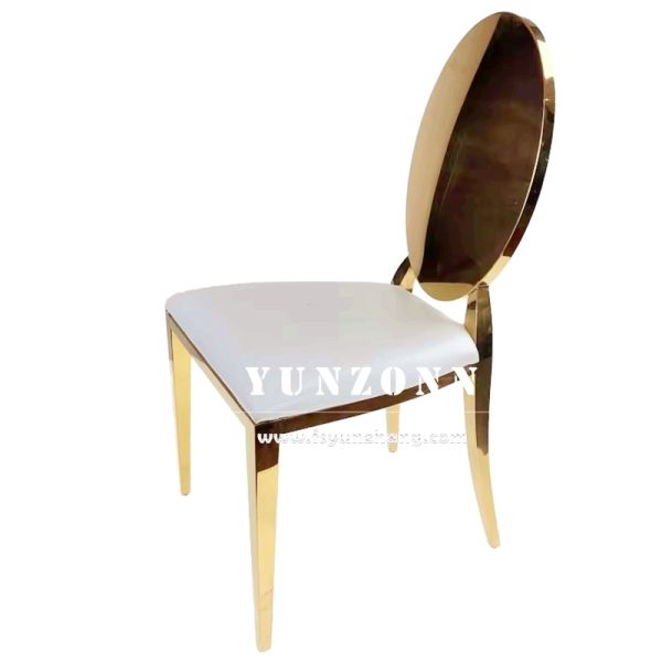 PU Seat O-Round Back Mirror Gold Stainless Steel Wedding Chair Stackable for Outdoor Events and Parties for Apartment Villa