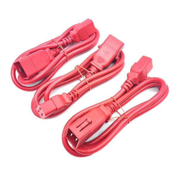 Rallonge personnalisée 250V 16A, norme UL C19 vers C20 avec verrouillage, cuivre PVC rouge/personnalisé