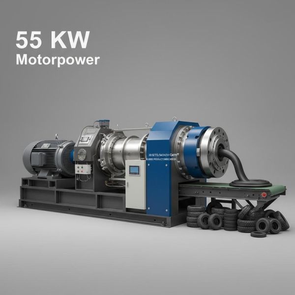 Overall Dimension 1400×2450×3700 Hot Feed Rubber Extruder Powered by 55 KW Motorpower Perfect for Rubber Extrusion Processes
