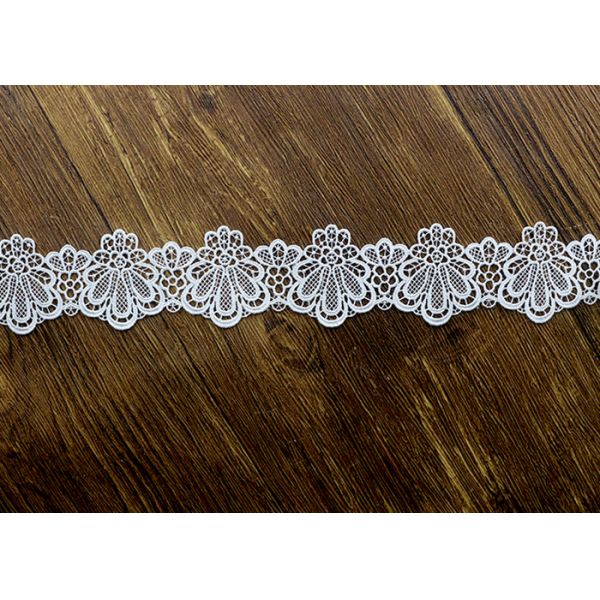 Azo Free DTM Guipure Embroidered Dress Lace Trim Ribbon With High Color Fastness