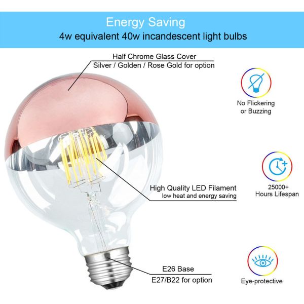 Шарики нити Edison декоративные серебрят лампу электрических лампочек 4W 6W G80 глобуса СИД Shadowless