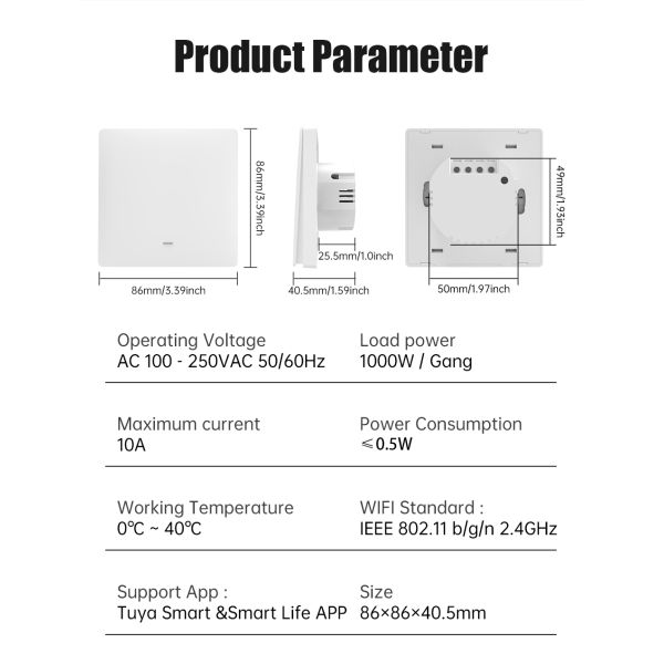 OEM Universal Touch Wifi Light Switch 3 gang For Smart Home Automation