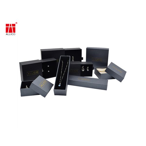 80-400gsm Black Cardboard Jewelry Gift Box Cotton EVA Filled