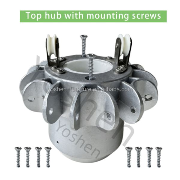 Heavy Duty One Piece Alloy Canopy Hub with Pulleys for 8 Rib Market Umbrella Replacement