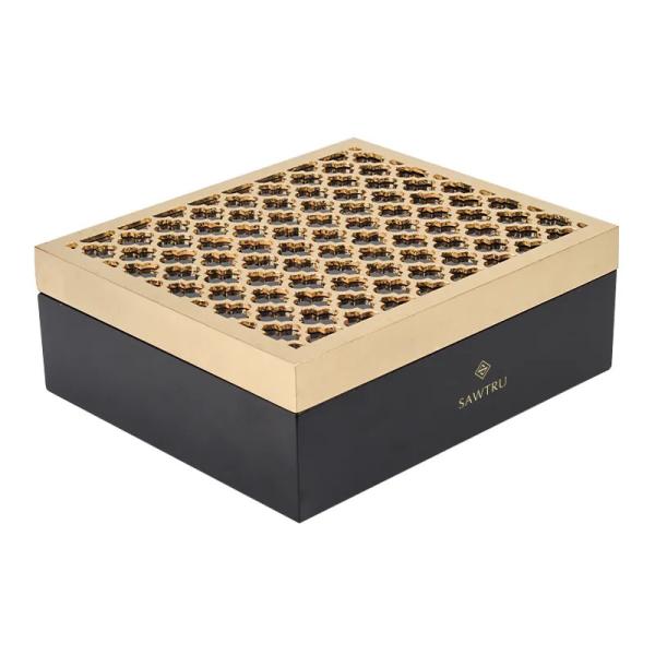 Carving Gold Foil Personalized Wooden Gift Boxes With FSC ISO9001 Certificate