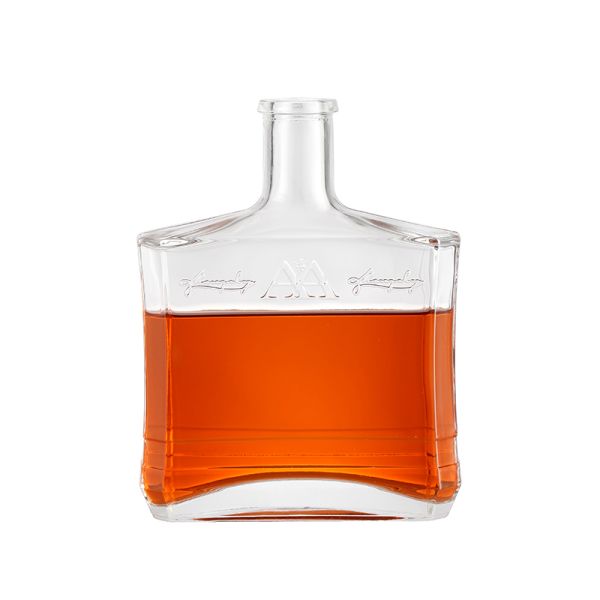 500ml Glass Collar Square Vodka Whisky Bottle Wine Glass Bottle
