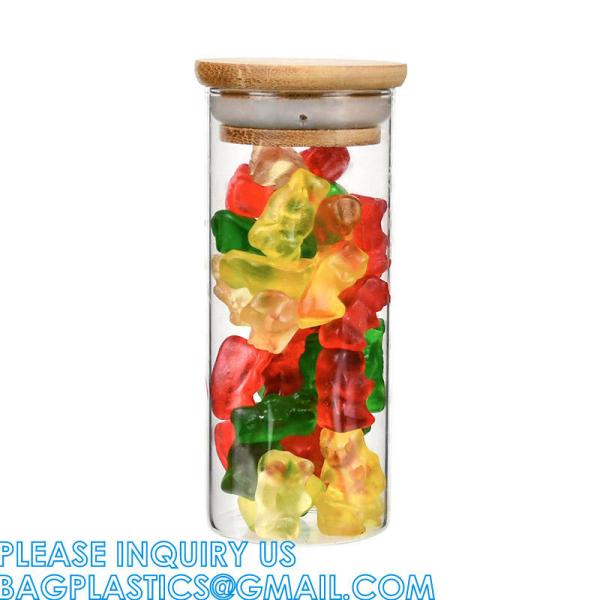 Plastic Glass Test Tubes with Cork Stoppers, Liquid Sample Vial, Leak-Proof, Jars Tube Containers With Wood Lid
