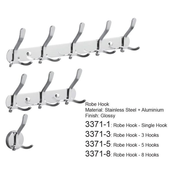 Chrome Plating Silver Stainless Steel Bathroom Towel Hooks Waterproof Multipurpose