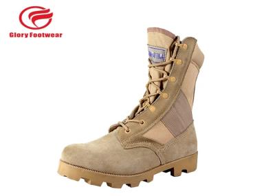 8 Inch High Heel Cow Suede Combat Boots Mens Sand Color With Cotton Fabric Lining