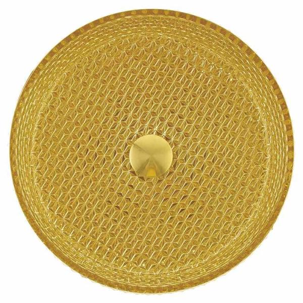 OEM Sturdy Glass Wash Basin Gold Color Interior 120mm Height