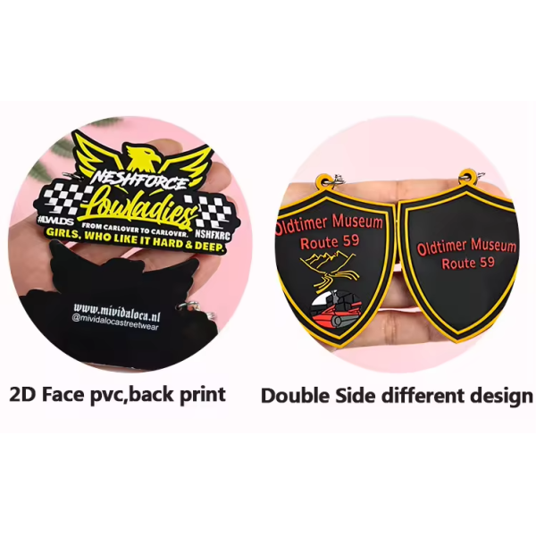 Personalized Promotional Keychain Badge 2D Rubber PVC Debossed Printing
