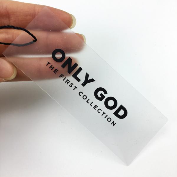 Black Logo Dull Polish Transparent Plastic Hang Tags