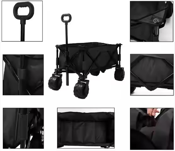 Mesh Platform Four Wheel Folding Wagon Cart Industrial For Grocery Shopping