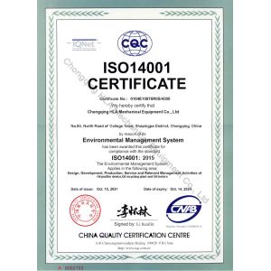 Chongqing HLA Mechanical Equipment Co., Ltd. Certifications