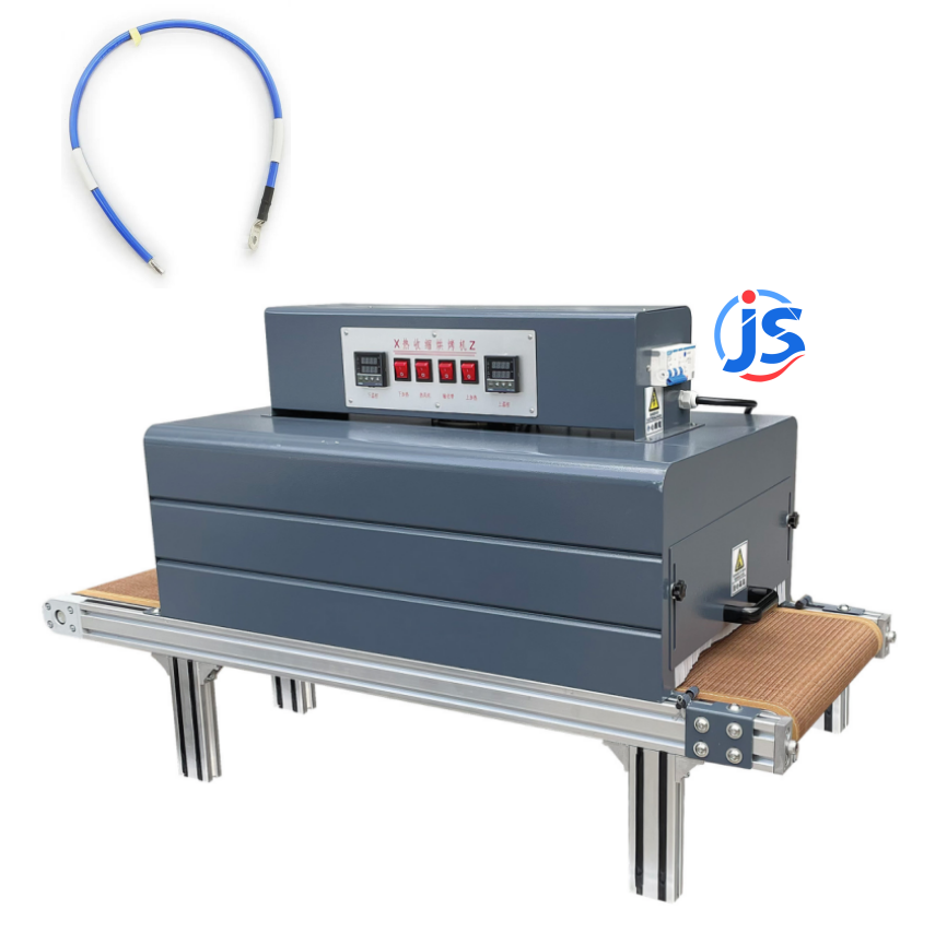 JunSheng Automatic Wire Medical Grade Heat Shrink Tubing Machine with Dual-side Heating and High-Temperature Resistant Teflon Mesh Belt for 0 ~ 260 °C Range