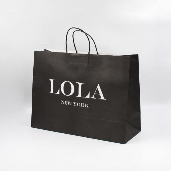 Black White Printing Kraft Paper Bag Reusable  With Handles