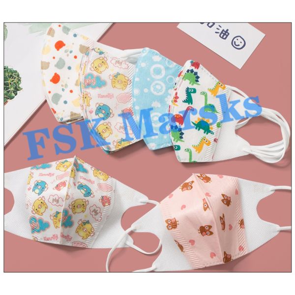 4 Layers Kids Face Mask Infant Dust Protective Gear Non Medical Cartoon Pictures