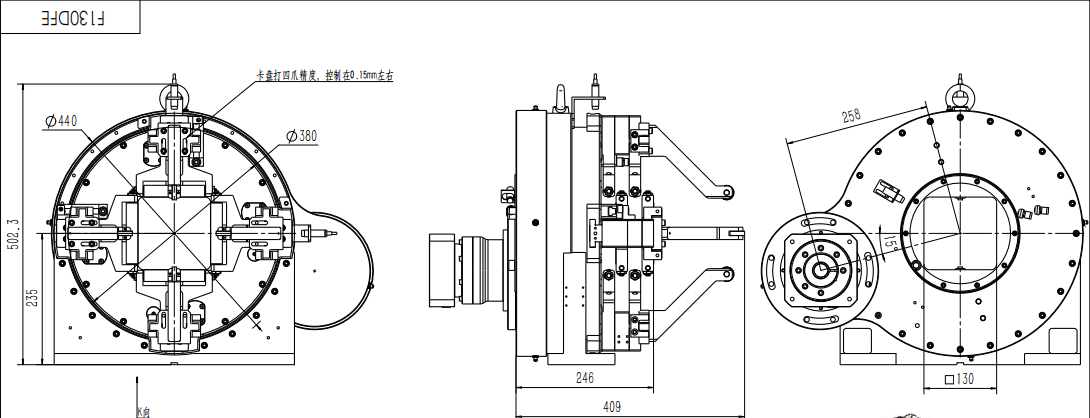 Lingman Laser  Bevel Cutting Chuck 120mm 170mm 230mm 290mm Clamping Range Pneumatic For Tube Cutting Machine