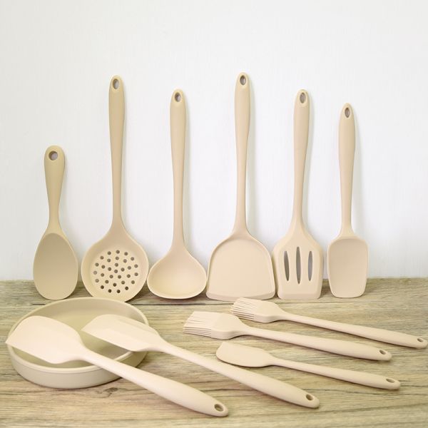 11-Piece Silicone Kitchen Utensil Set with Round Holder Multi-Functional Cooking Tools