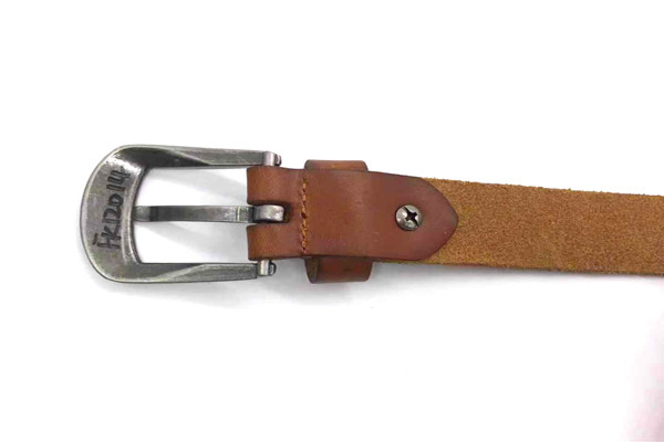 Casual  7/8” Womens  Genuine Leather Belt With Anti - Silver Carved Buckle