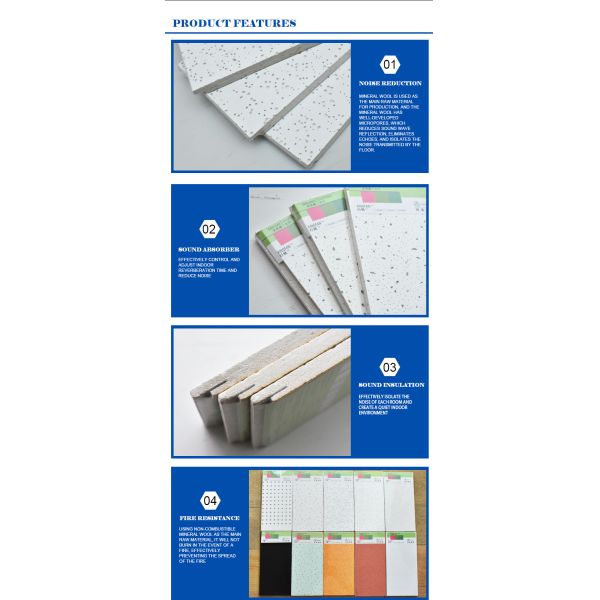 Гостиничные огнеупорные акустические плитки из минеральных волокон для звукоизоляционных панелей