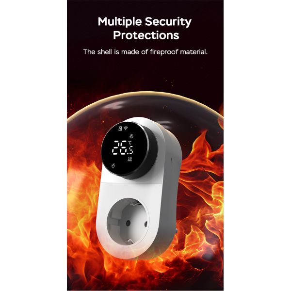Smart Dual-Mode 16A 100-240V Temperature Controller Alexa/WiFi Connectivity LED Knob Temp Alarm for Power Socket Plug