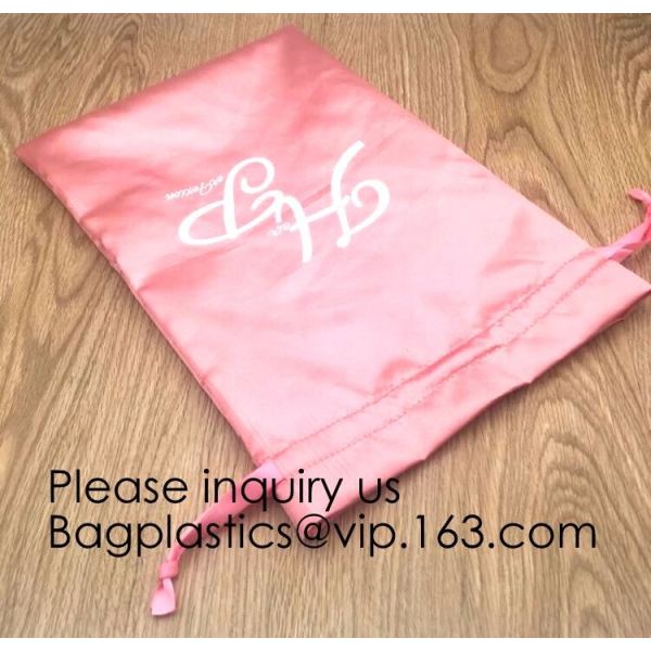 Gold Blue White Satin Packaging Bag For Towel,White Satin Bag With Gold Printing,Silk Packaging Bags For Clothing Indust