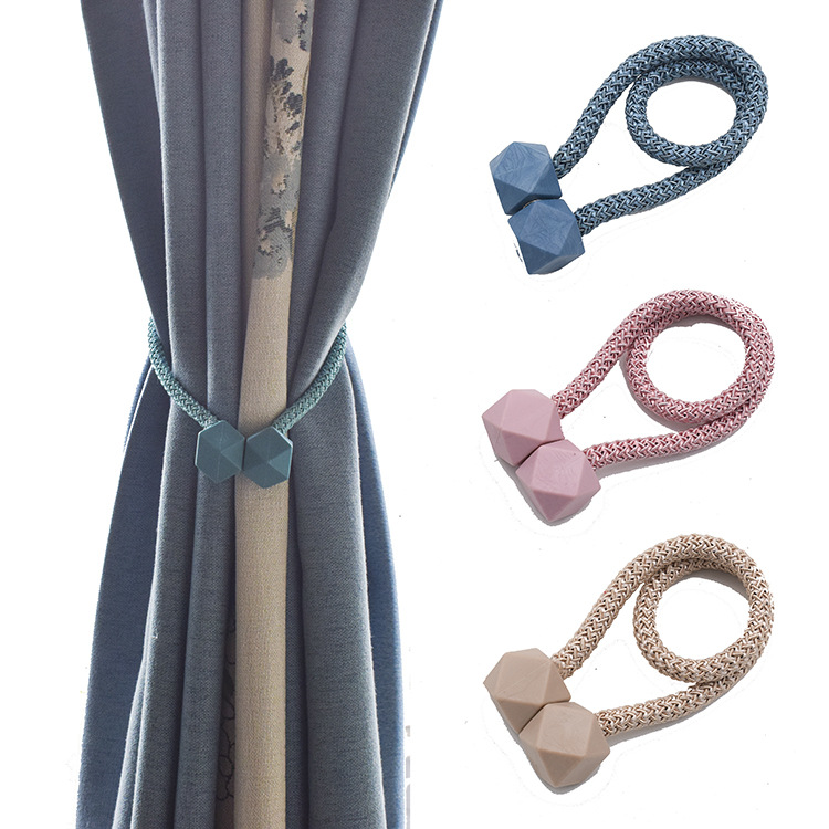Navy Blue Polyester Thread Magnet Box Curtain Strap