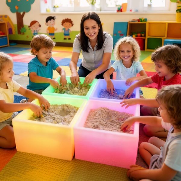 Kids LED Light Table Sensory Activity Tray Square Sand & Creative Play Table