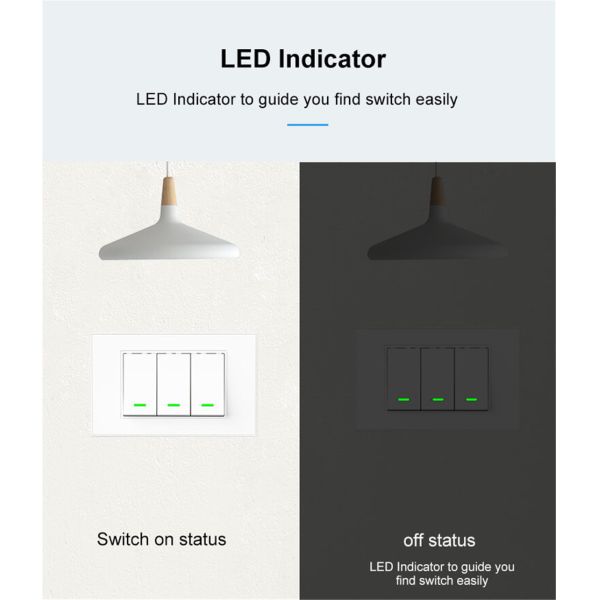 TB21 No Netural Wire Single Live Wire Smart Light Switch 1 2 3 Gang White and Gold