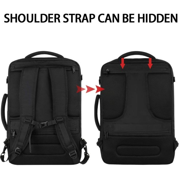 Black 40L Expandable Carry On Luggage Bag Flight Approved Outdoor Duffel Travel Bag