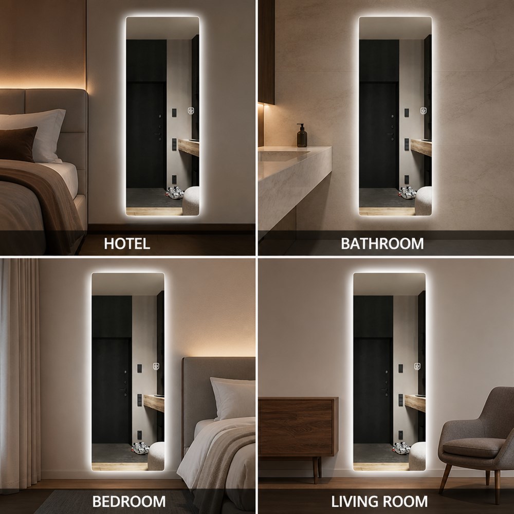 Frameless Rounded Edge Full Length LED Mirror With Back Lighting
