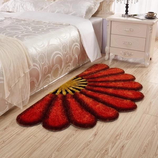 Fan shape flower shape plush shaggy carpet home rug soft decoration colors available