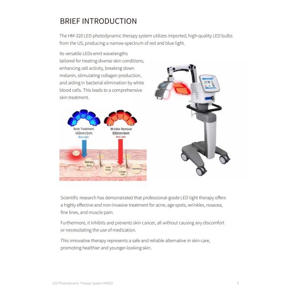 Máquina profesional de terapia de luz LED de 300W para rejuvenecimiento fotodinámico de la piel y tratamiento del acné