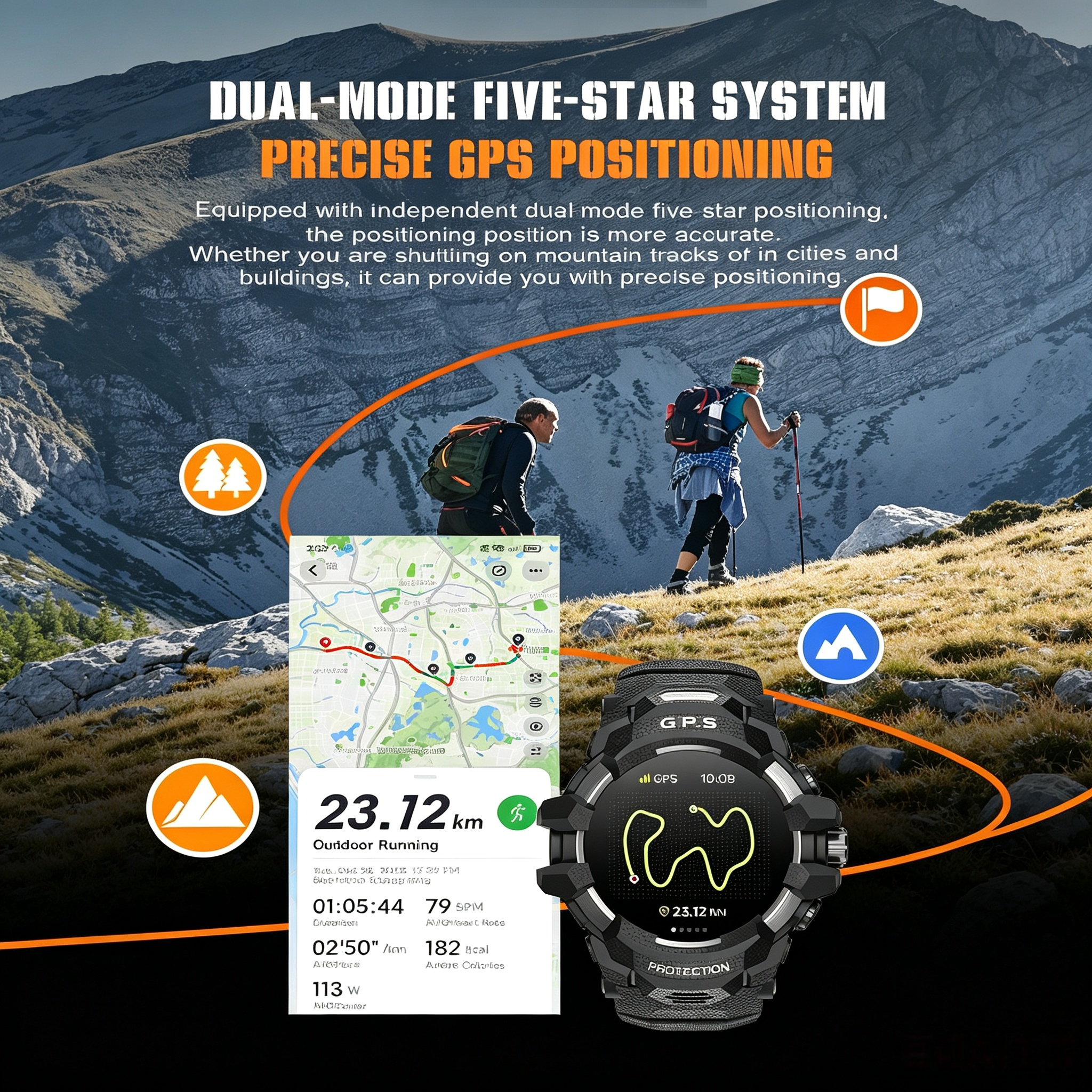 PG999 GPS AMOLED 1.43-inch screen 30m waterproof IOS / Android systems smartwatch