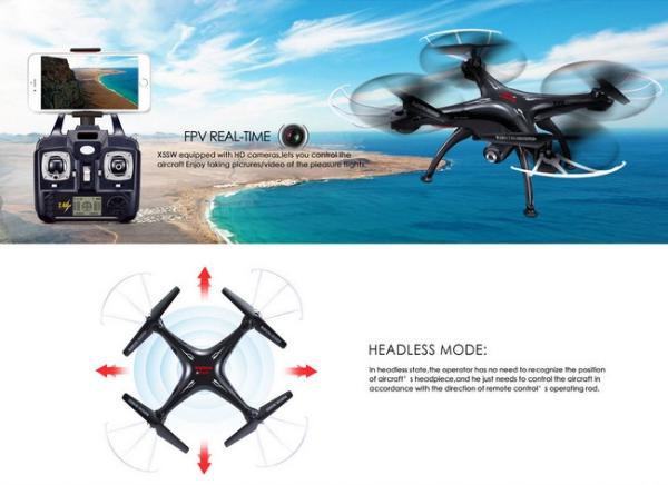 X5SW WIFI FPV Real-Time RC Drone 2.4G 4CH Headless RC Quadcopter Camcorder W/ HD Camera
